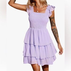 Purple Smocked Tiered Sundress